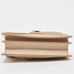 Pre Owned Salvatore Ferragamo Beige Leather and Suede Mini Studded Aileen Shoulder Bag