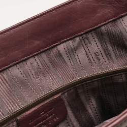 Pre Owned Salvatore Ferragamo Burgundy Calfhair and Leather Gancini Flap Tote