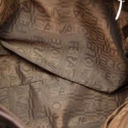 Salvatore Ferragamo Brown/Silver Gancini Printed Coated Canvas and Leather Zip Tote