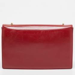 Pre Owned Salvatore Ferragamo Red/Black Leather Miss Vara Chain Shoulder Bag