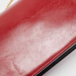 Pre Owned Salvatore Ferragamo Red/Black Leather Miss Vara Chain Shoulder Bag
