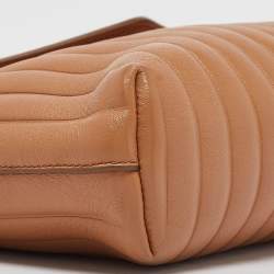 Pre Owned Salvatore Ferragamo Tan Quilt Leather Shoulder Bag