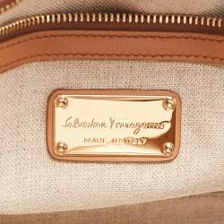 Pre Owned Salvatore Ferragamo Tan Quilt Leather Shoulder Bag
