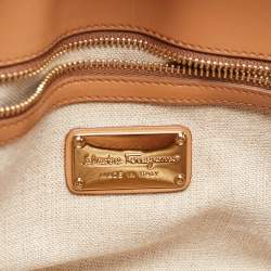 Pre Owned Salvatore Ferragamo Tan Quilt Leather Shoulder Bag