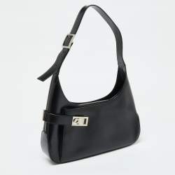 Pre Owned Salvatore Ferragamo Black Leather Hobo