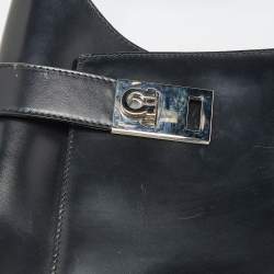 Pre Owned Salvatore Ferragamo Black Leather Hobo