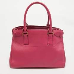 Pre Owned Salvatore Ferragamo Fuchsia Leather Beky Tote