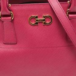 Pre Owned Salvatore Ferragamo Fuchsia Leather Beky Tote