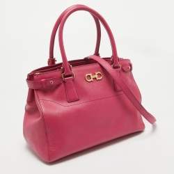 Pre Owned Salvatore Ferragamo Fuchsia Leather Beky Tote