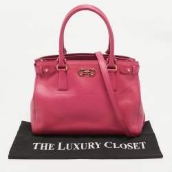 Pre Owned Salvatore Ferragamo Fuchsia Leather Beky Tote