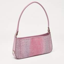 Pre Owned Salvatore Ferragamo Lilac Lizard Embossed Leather Shoulder Bag