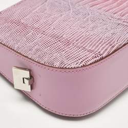 Pre Owned Salvatore Ferragamo Lilac Lizard Embossed Leather Shoulder Bag