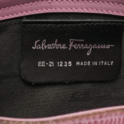 Pre Owned Salvatore Ferragamo Lilac Lizard Embossed Leather Shoulder Bag