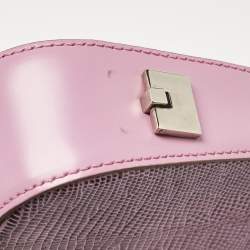 Pre Owned Salvatore Ferragamo Lilac Lizard Embossed Leather Shoulder Bag