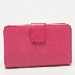 Pre Owned Salvatore Ferragamo Pink Leather Gancini French Wallet