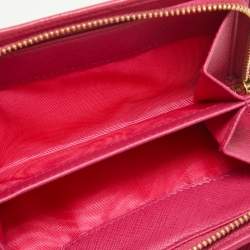 Pre Owned Salvatore Ferragamo Pink Leather Gancini French Wallet