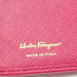 Pre Owned Salvatore Ferragamo Pink Leather Gancini French Wallet