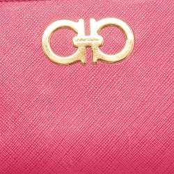 Pre Owned Salvatore Ferragamo Pink Leather Gancini French Wallet