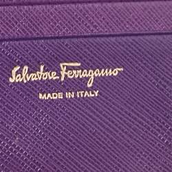 Salvatore Ferragamo Purple Leather Gancio Clasp French Wallet