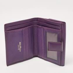 Salvatore Ferragamo Purple Leather Gancio Clasp French Wallet