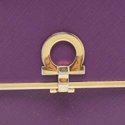 Salvatore Ferragamo Purple Leather Gancio Clasp French Wallet