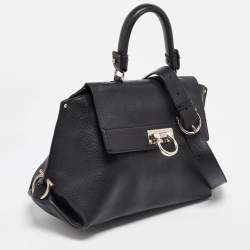 Pre Owned Salvatore Ferragamo Black Leather Sofia Top Handle Bag