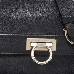 Pre Owned Salvatore Ferragamo Black Leather Sofia Top Handle Bag
