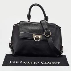 Pre Owned Salvatore Ferragamo Black Leather Sofia Top Handle Bag