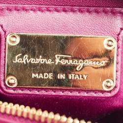 Salvatore Ferragamo Burgundy Sequins and Leather Fiamma Satchel