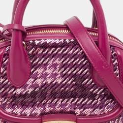 Salvatore Ferragamo Burgundy Sequins and Leather Fiamma Satchel