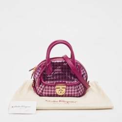 Salvatore Ferragamo Burgundy Sequins and Leather Fiamma Satchel