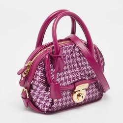 Salvatore Ferragamo Burgundy Sequins and Leather Fiamma Satchel