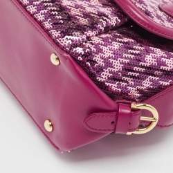 Salvatore Ferragamo Burgundy Sequins and Leather Fiamma Satchel