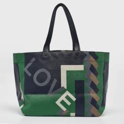 Pre Owned Salvatore Ferragamo Multicolor Printed Leather Shopper Tote