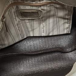 Salvatore Ferragamo Light Grey Embossed Leather Bice Tote