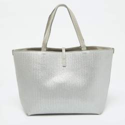 Salvatore Ferragamo Light Grey Embossed Leather Bice Tote