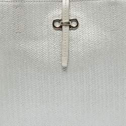 Salvatore Ferragamo Light Grey Embossed Leather Bice Tote