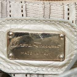 Salvatore Ferragamo Light Grey Embossed Leather Bice Tote