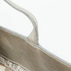 Salvatore Ferragamo Light Grey Embossed Leather Bice Tote