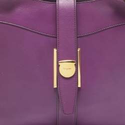 Pre Owned Salvatore Ferragamo Purple Leather Enny Hobo