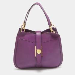 Pre Owned Salvatore Ferragamo Purple Leather Enny Hobo
