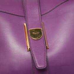 Pre Owned Salvatore Ferragamo Purple Leather Enny Hobo