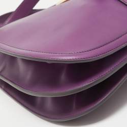 Pre Owned Salvatore Ferragamo Purple Leather Enny Hobo