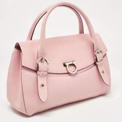Pre Owned Salvatore Ferragamo Pink Leather Gancini Satchel