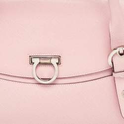 Pre Owned Salvatore Ferragamo Pink Leather Gancini Satchel
