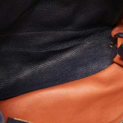 Pre Owned Salvatore Ferragamo Navy Blue Leather Medium Amy Tote