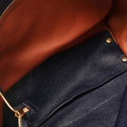 Pre Owned Salvatore Ferragamo Navy Blue Leather Medium Amy Tote