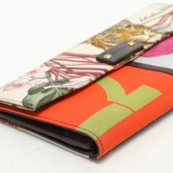 Salvatore Ferragamo Multicolor Jungle Print Fabric Flap Continental Wallet