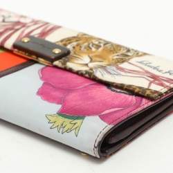 Salvatore Ferragamo Multicolor Jungle Print Fabric Flap Continental Wallet