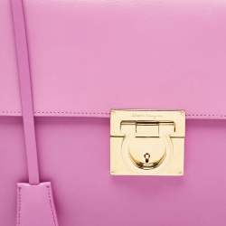 Pre Owned Salvatore Ferragamo Fuchsia Leather Marisol Top Handle Bag